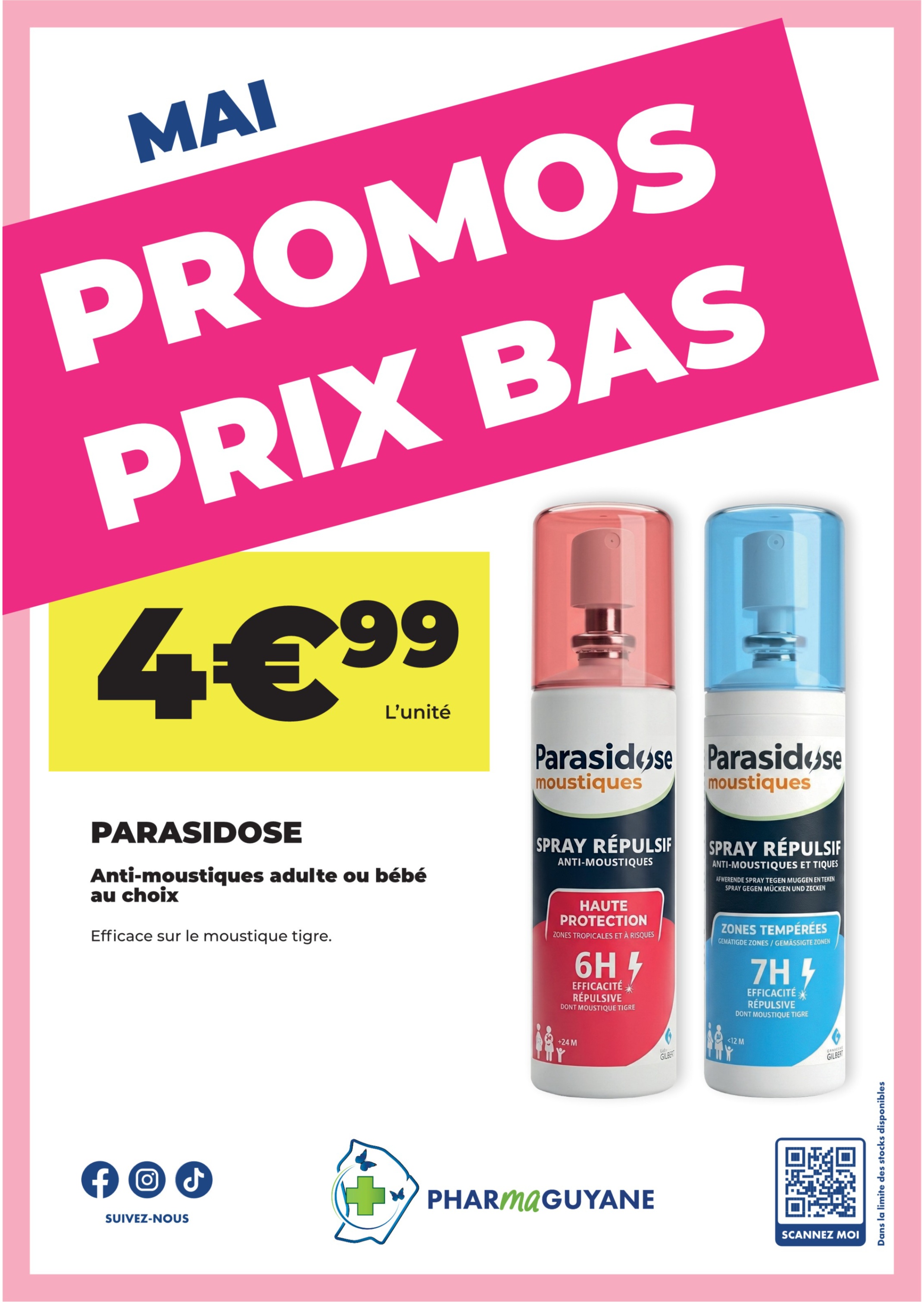 PARASIDOSE Anti-moustiques adulte ou bébé au choix