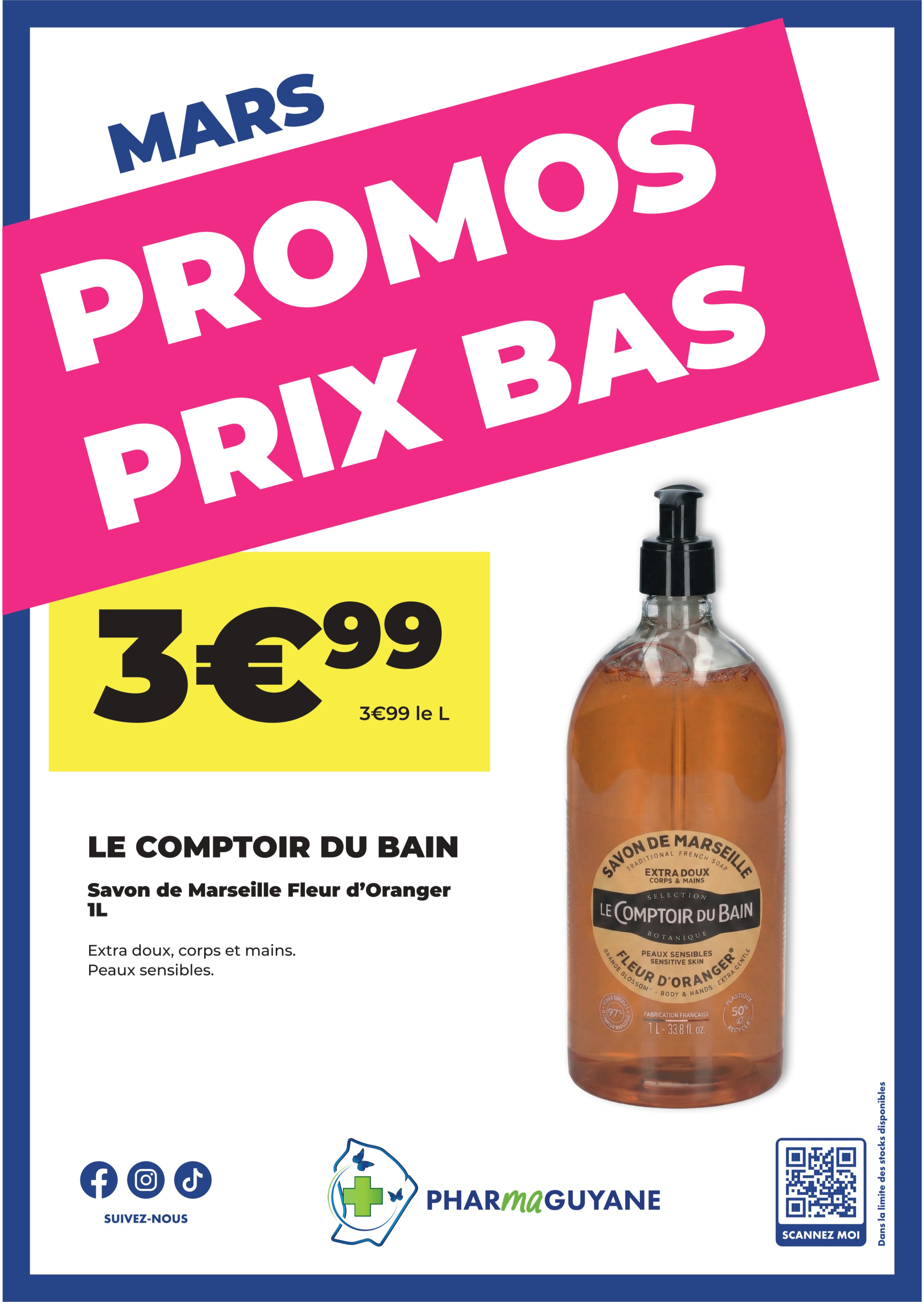 LE COMPTOIR DU BAIN Savon de Marseille Fleur d'Oranger 1L