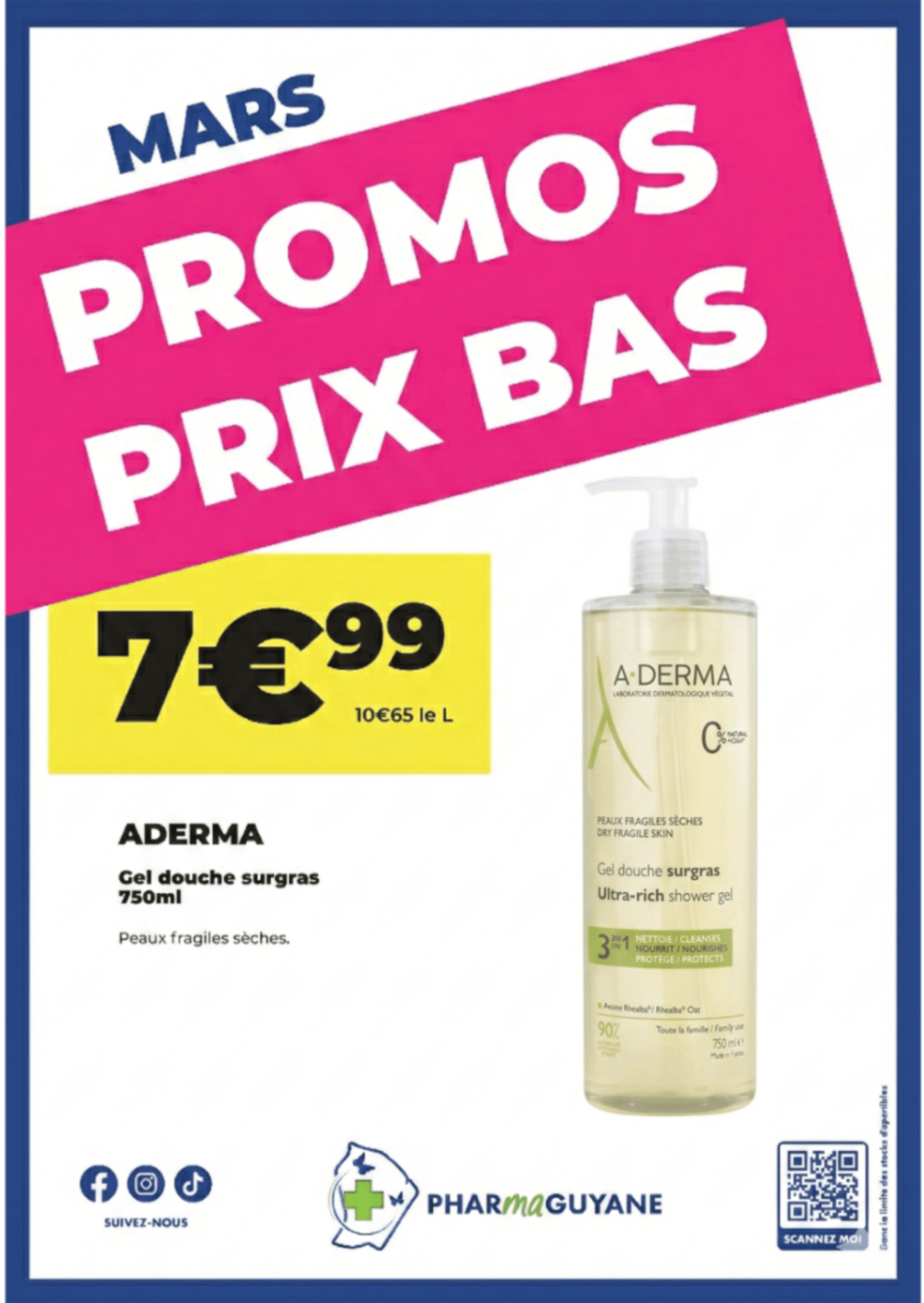 ADERMA Gel douche surgras 750ML