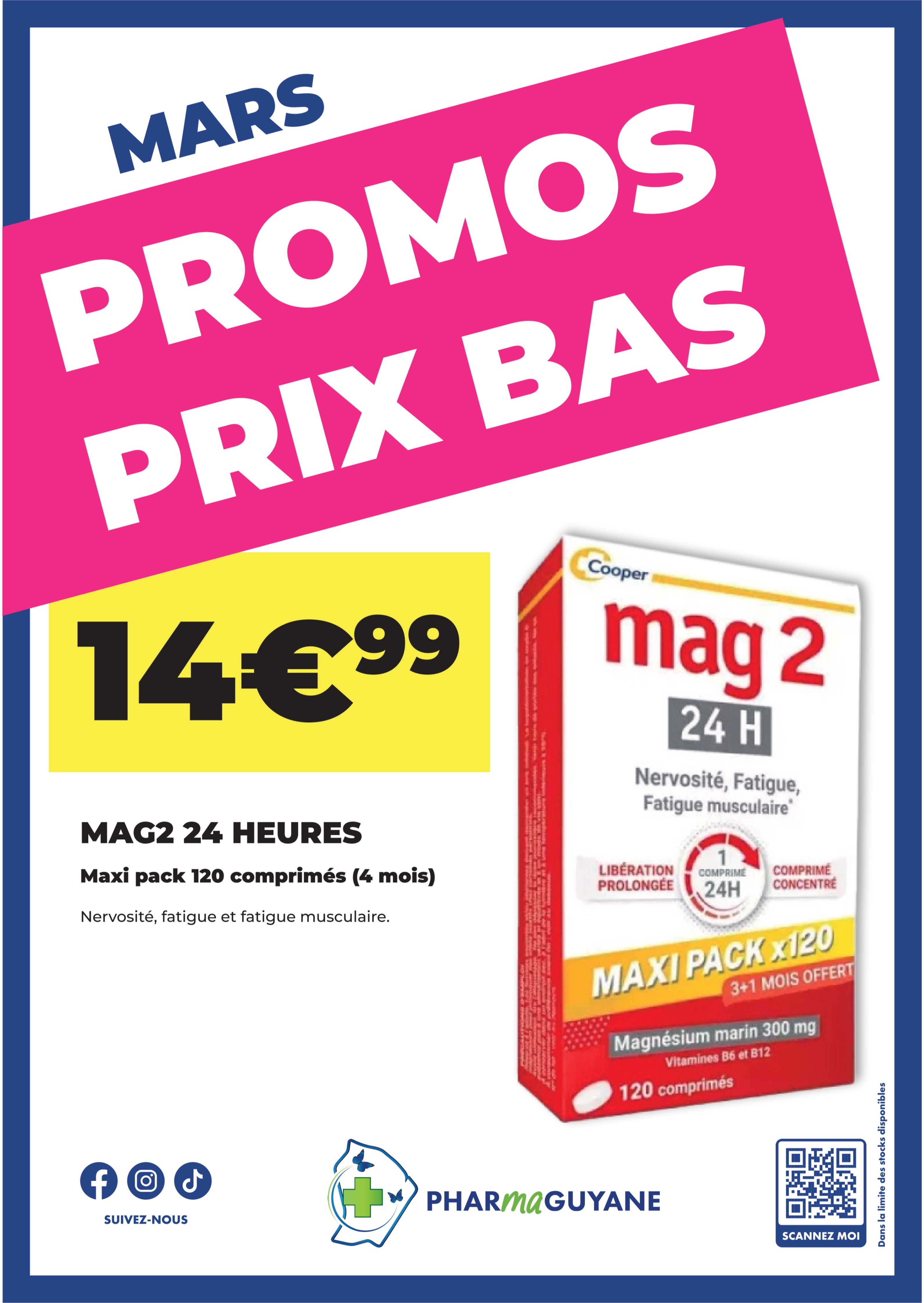 MAG2 24 Heures Maxi pack 120 comprimés (4 mois)