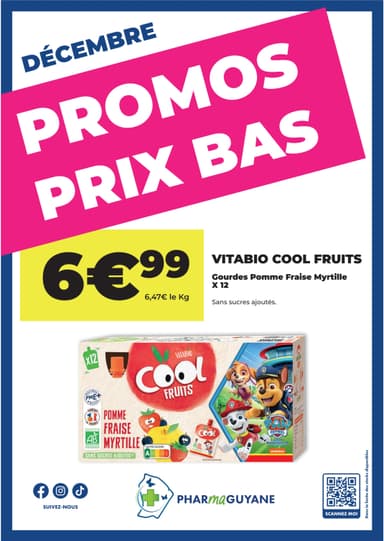 VITABIO COOL FRUITS Gourdes pommes fraise myrtilles